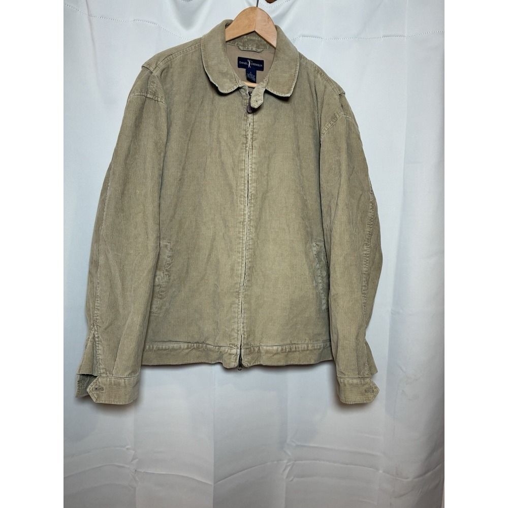 Daniel Cremieux Men's L Corduroy‎ Jacket Bomber Coat Khaki Full Zip Lined